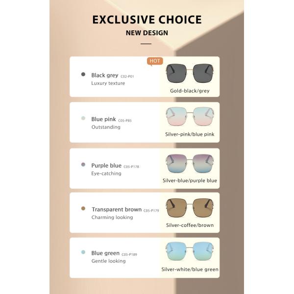 Квадратные солнечные очки рамки металла подгоняли виски изогнутые логотипом