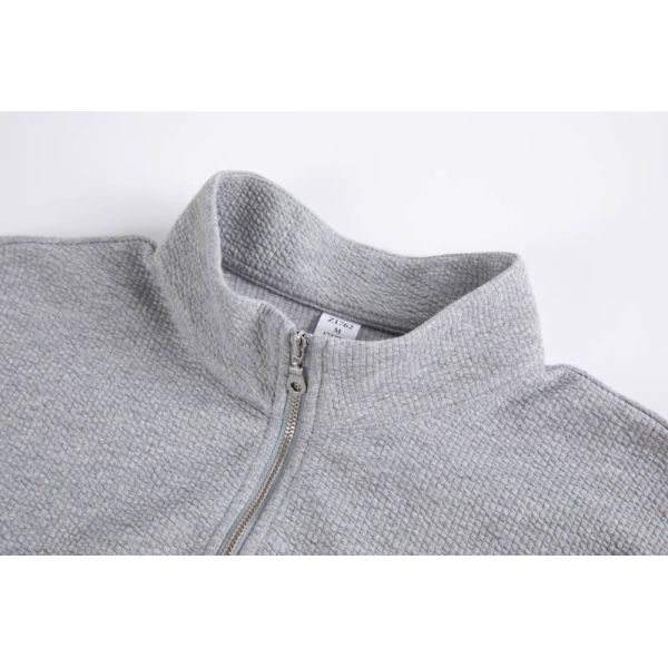Micro-waffle Texture Quarter Zip Mock Neck Shirt with Relaxed Straight Fit for Multi-season Layering