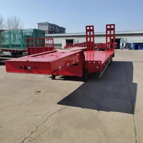 100 Tons Steel Lowboy Trailer for Excavator Bulldozer and Road Roller Transportation