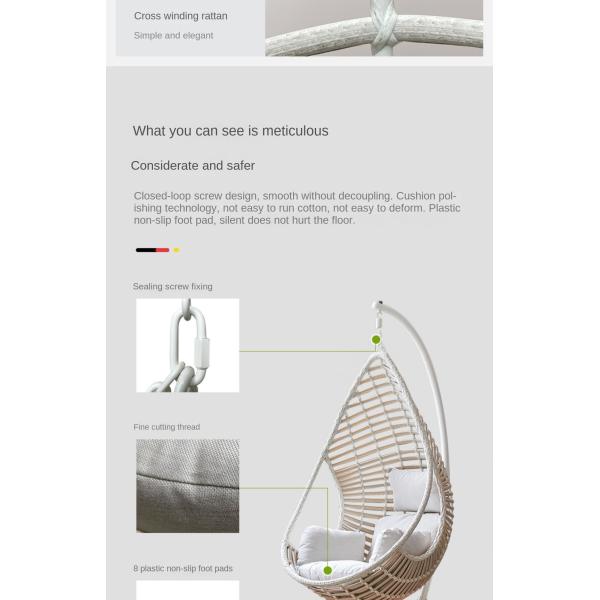 High Quality Balcony Handmade PE Rattan Swing Hanging Basket Chair