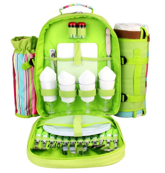 Picnic Table ware Backpack Storage Outdoor Hiking camping bag Travel Plates Cutlery Set