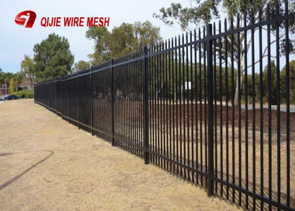 Galvanized Steel Spear Top Security Fencing Heavy Duty 2 Rail Powder Coated