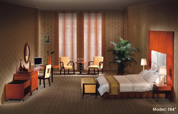 Gelaimei Cherry Color Hotel Bedroom Furniture Sets With Solid Wood Dressing Table