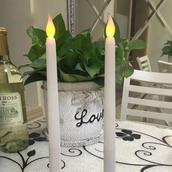 Handmade Flameless Taper Candles Battery Powered Long LED Candles For Home Wedding Party Decor