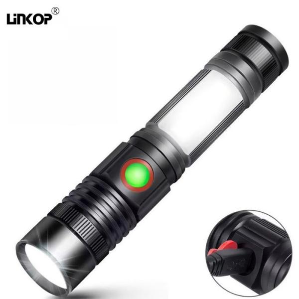 Outdoor Led Portable Flashlight Usb Charging Retractable Tail Magnet