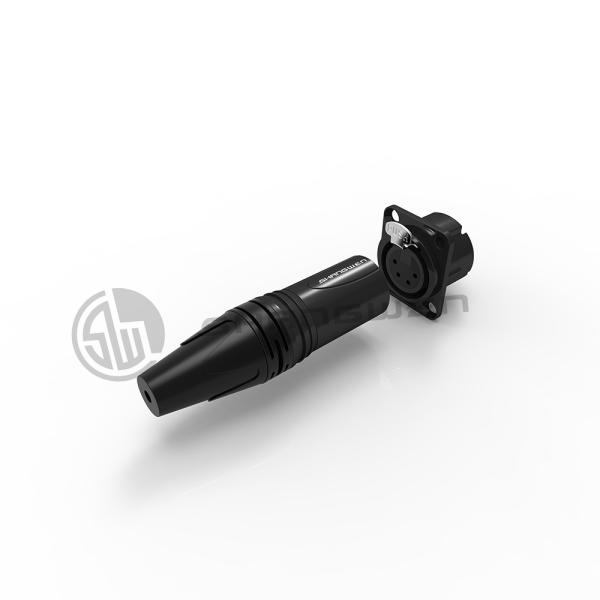 7.5A XLR Connector Electrical Black Audio 4 Pin Connector Male Plug