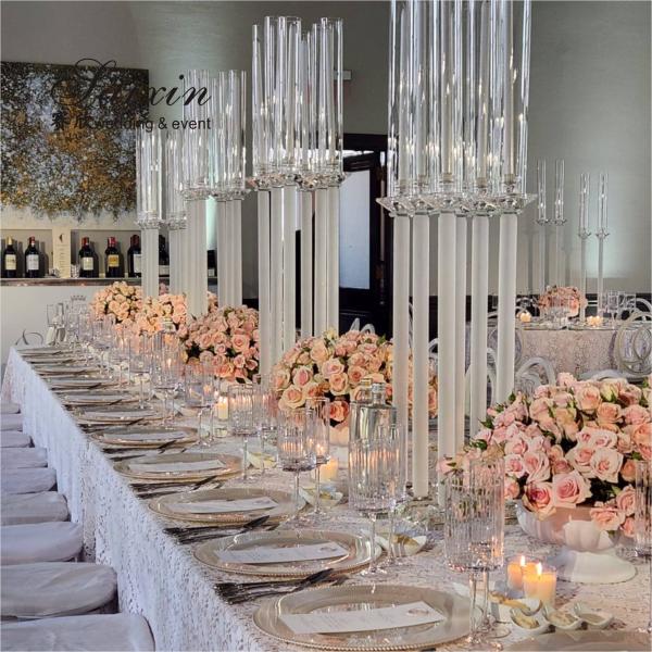 Аксессуары Декоративная ваза Для украшения свадебного стола Прозрачное стекло Цветочная ваза 77 см