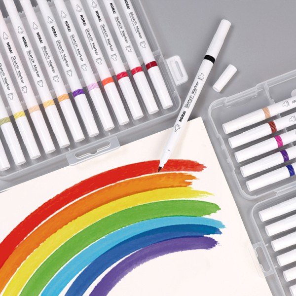 12 Colors Knife Head Round Head Rounded Corners Art Sketch Outline Marker Color Markers