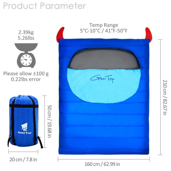 210*160cm 190T Polyester Warm Sleeping Bags For Camping