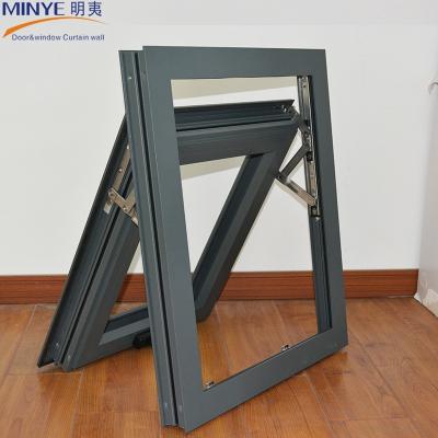 Gray Black Aluminum Double Glazed Windows Multi Locking Aluminum Awning Windows