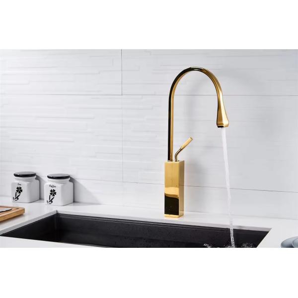 Hot Cold Water Function Lizhen Hwa.Con Style Golden Design Basin Faucet for Bathroom