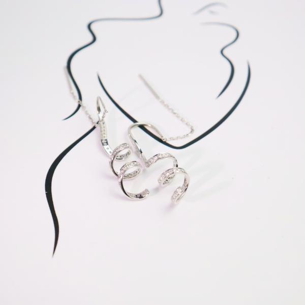 Customized 18K Gold Spiral Drop Diamond Earrings Fine Jewelry for Anniversary Wedding Banquet IGI GIA Lab Grown Diamonds