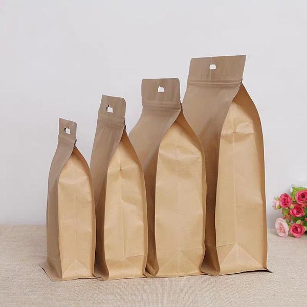 Stand up kraft paper food gift bags with window Self Sealing Envelope Pouch Bag