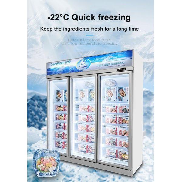 Гипермаркет коммерческих 3 стеклянных дверей стоящего дисплея морозильной камеры для замороженных продуктов питания