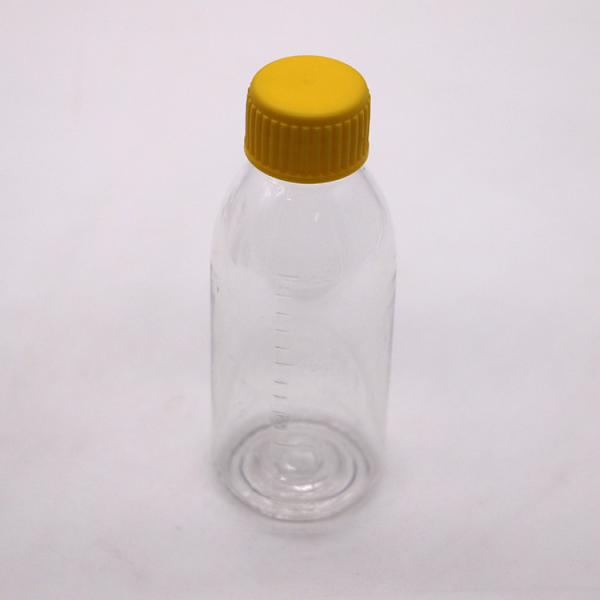 Bouteille de sirop en PET vide brun/ambre/transparent avec bouchon à vis anti-altération
