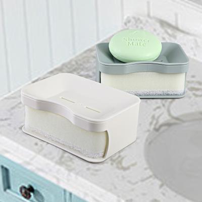 Double Layer Drain Soap Box Absorbent Sponge Bathroom Soap Box