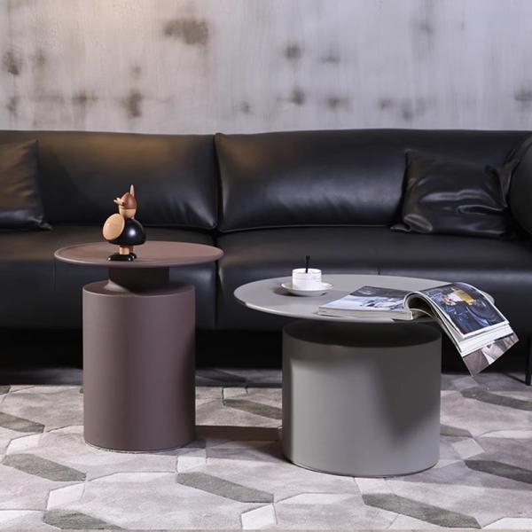 Five-star Hotel Modern Carbon Steel Art Round Corner Table Guest Room Bedside Table
