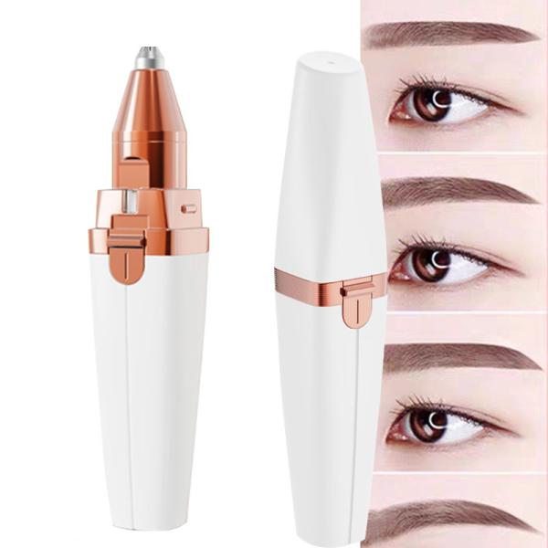 2 In 1 Eyebrow Trimmer Facial Hair Removal Rechargeable Razor Tool With LED Light