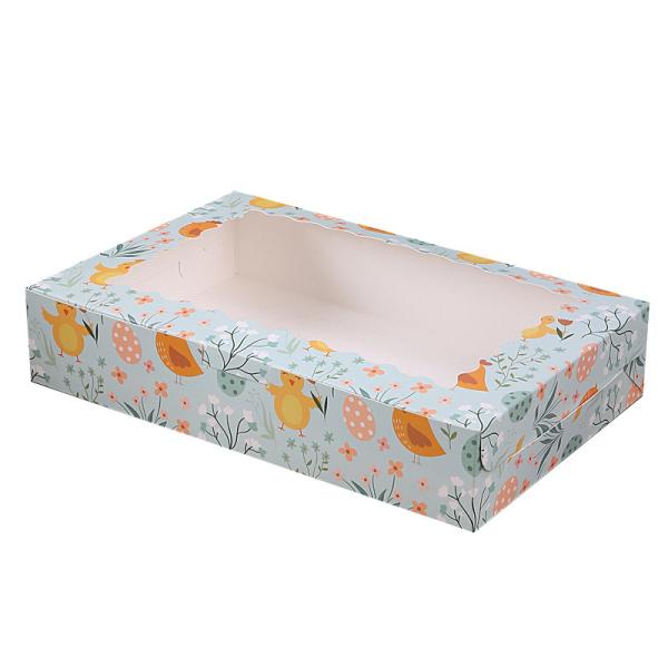 Cajas de papel con ventana al por mayor para galletas, productos horneados, caramelos, postres, pasteles cuadrados