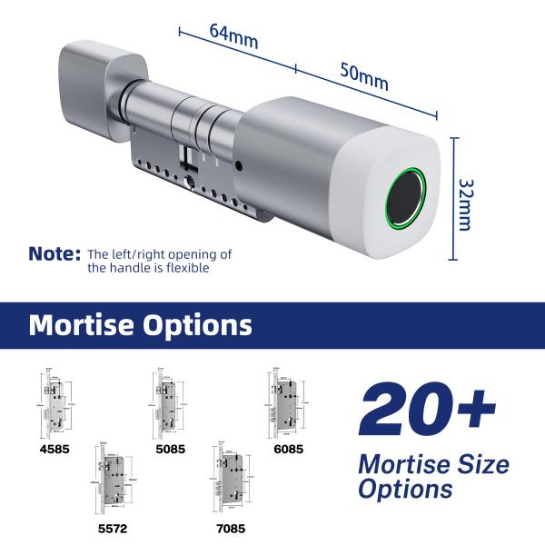 Liliwise Fingerprint RFID Card Waterproof Door Lock Adjustable WiFi BLE Tuya Ttlock Smart Cylinder Lock for Replacing Old Mechanical