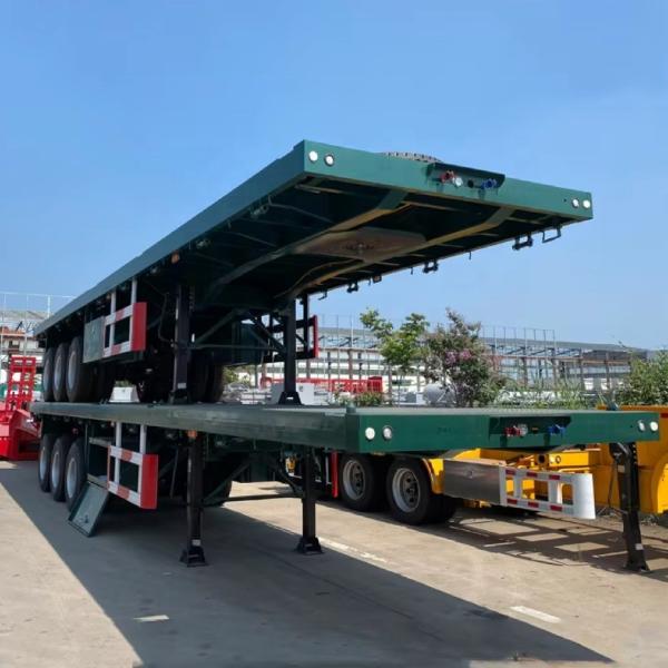 Customizable 3 Axle 40 Ft Semi Truck Trailer Flatbed Container Semi Trailer With Headboard
