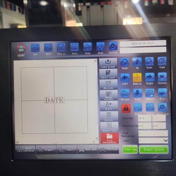 Feedback de With Touch Screen da impressora a jato de tinta do código de barras do QR Code de Willett
