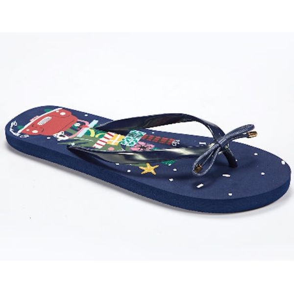 Tongs de plage pour femmes multicolores avec nœud décoratif sur le dessus