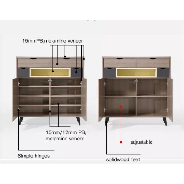 Wooden Doorway Shoe Rack Cabinet Tall Shoe Cabinet Storage 4 Tiers 2 Drawers