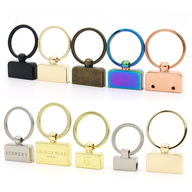 Customize Key Chain Accessories Metal Key Fob Leather Key Fob Hardware With Split Key Rings for Car Key Holder