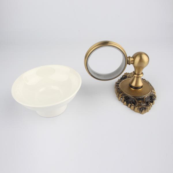 Brass Wall Mount Ceramic Soap Dish and Towel Rack Set for Traditional Bathroom Design