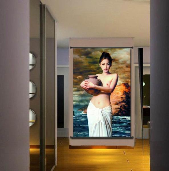 PLASTIC LENTICULAR lady portrait painting 3d moving portrait photo with plastic lenticular material
