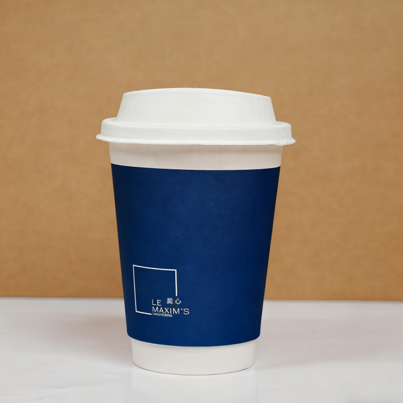 Wholesale customized biodegradable 8oz double-layer coffee paper cups for coffee shops