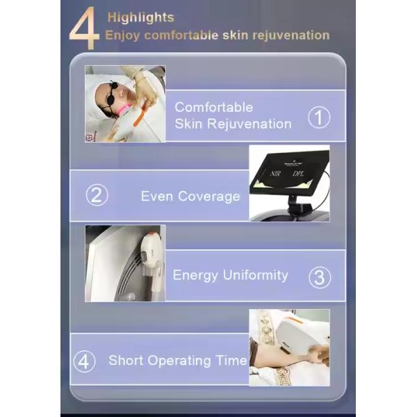 Máquina de depilación y rejuvenecimiento de la piel DPL IPL OPT