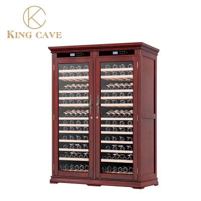 American Oak Shell Large Wooden Wine Refrigerator With Digital Control Panel LCD Control System