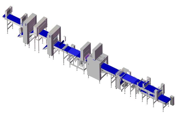 Auto Freezing Croissant Production Line With 8 Nozzles Depositor 304 Stainless Steel