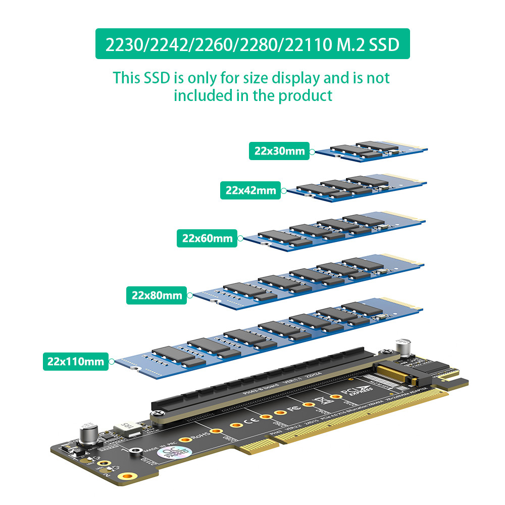 Двойной адаптер NVMe PCIe PCIe 4.0 X16 для двойного NVMe и 1x больше адаптер PCIe x16 для SSD M.2 NVMe