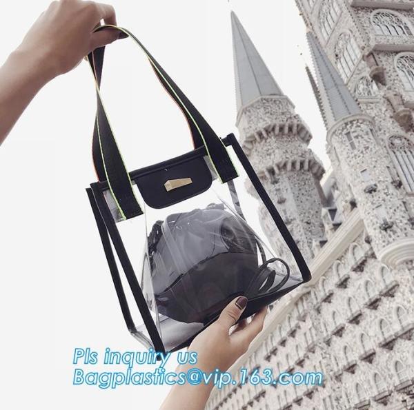 single shoulder pvc women's bag, girls shoulder long strip bag, Summer Detachable Women Transparent PVC Handbag Shoulder