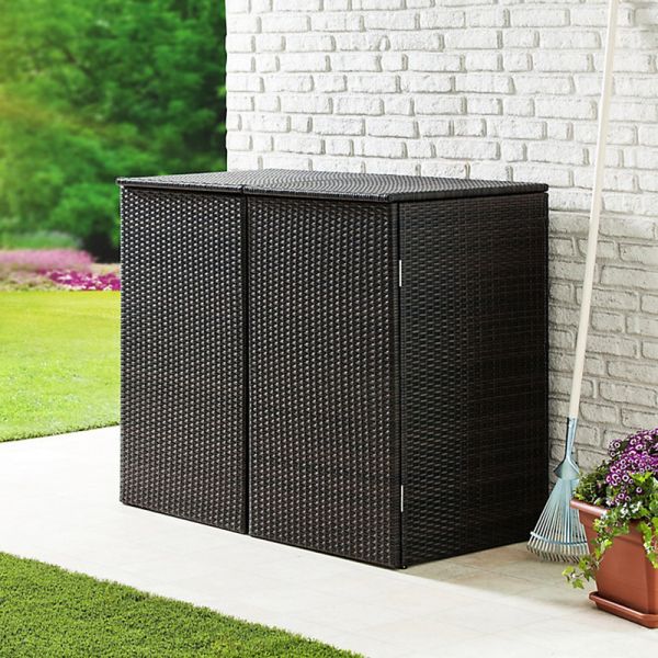 City Squares Environmentally Friendly Beautiful and Timeless Design Materials Steel Frame Rattan Rubbish Trash Can Cover