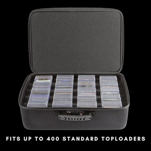 Card Titan Toploader and One Touch Trading Card Storage Box with Zipper Lock - Sports Card Deck Box Fits Up to 400 Sleeved Collectible Sports Cards or up to 80 Magnetic Cases