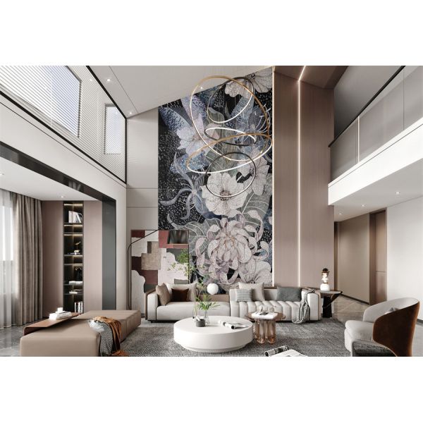 Flowers Artistic Decorative Stone Slab For Entrance Hall Impact Resistance