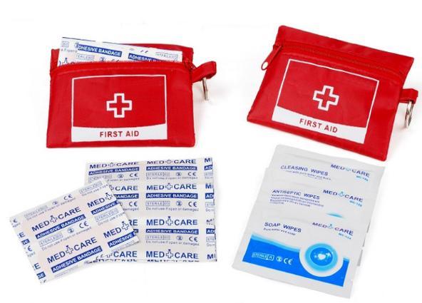SL-048  Red  First Aid Kit with Key Chain Design Nylon Mini First Aid Kit