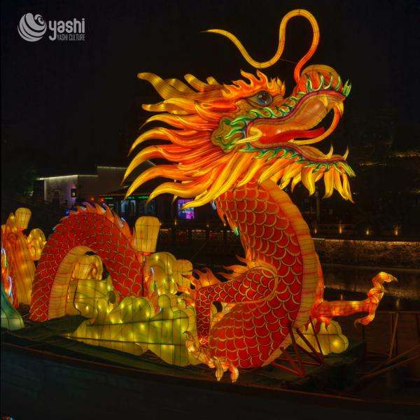 LED Lighting Chinese Festival Lantern With Rust Proof Steel Internal Frame
