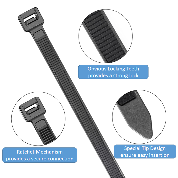 2.5*100mm 4*300mm Colour Cable Ties Flexible 4 Inch Nylon Cable Tie
