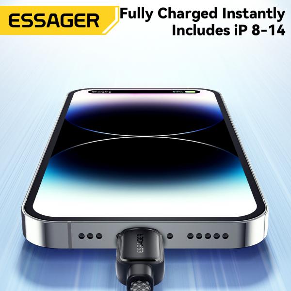 ESSAGER ES-X56 1M PD 29W 3A 高速充電 Type C to L マグネットデータケーブル (iPhone用)