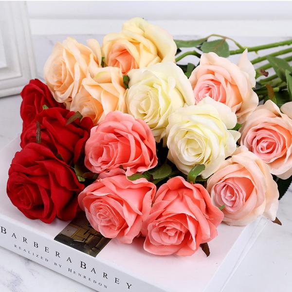 Simulated Rose Single Rose Wholesale Wedding Home Decoration Flower Arrangement Simulated Rose Bundle