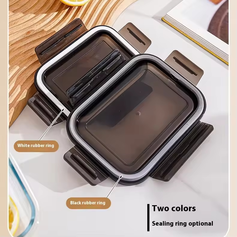 Factory Wholesale Household Heatable Lunch Box Portable Borosilicate Glass Crisper with Plastic Lid for Food