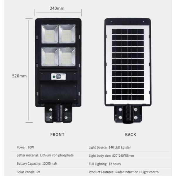 Garden Integrated Solar Led Street Light 60w Airport Perimeter Light Long Service Life