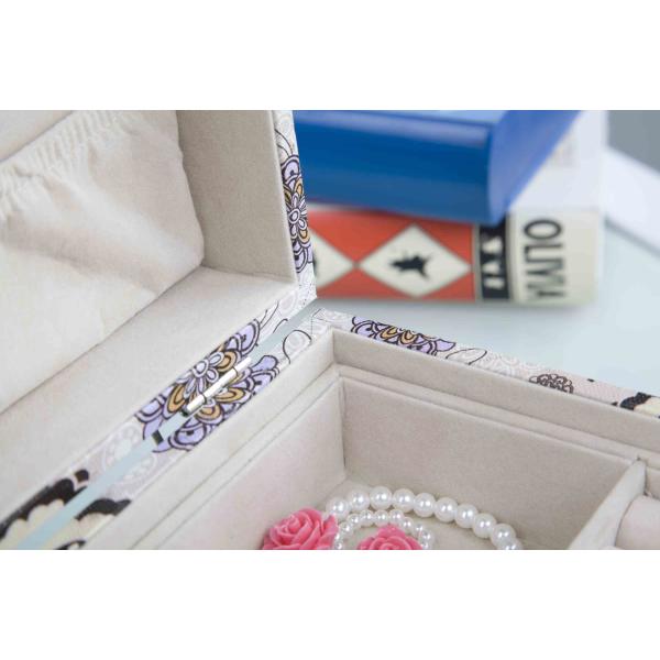 Pink Fabric Jewelry Box L25*W16*H13CM , Watch Storage Box With Lock And Mirror