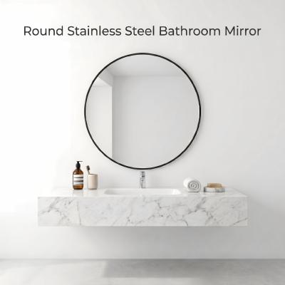 Kingstin Minimalist Round Stainless Steel Bathroom Mirror - Premium Finish &