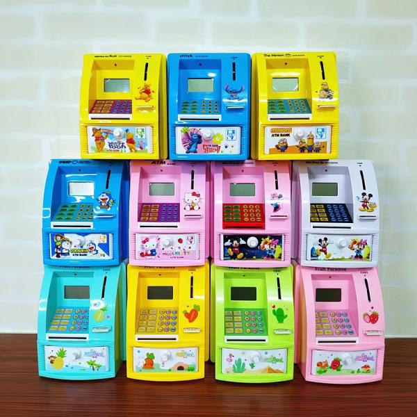 abs material pink or blue or many colors hot sale atm digital counting coins safe for kids